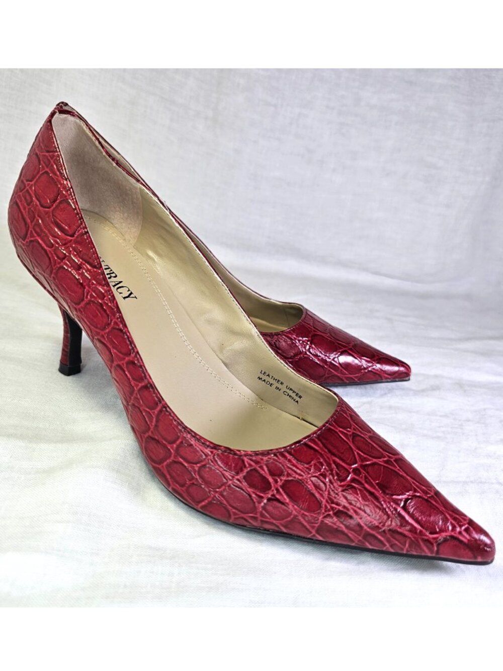 Ellen Tracy Cindy Scarpin 3” Kitten Heel Pumps 8M Alligator Crocodile Reptile